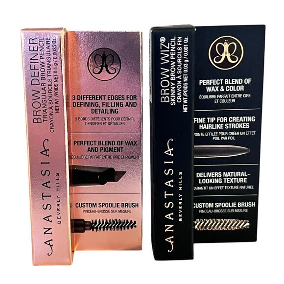 2x Anastasia Beverly Hills Brow Wiz & Brow Definer MEDIUM BROWN Travel Size - Picture 1 of 5